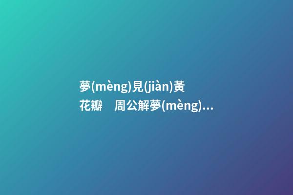 夢(mèng)見(jiàn)黃花瓣　周公解夢(mèng)之夢(mèng)到黃花瓣